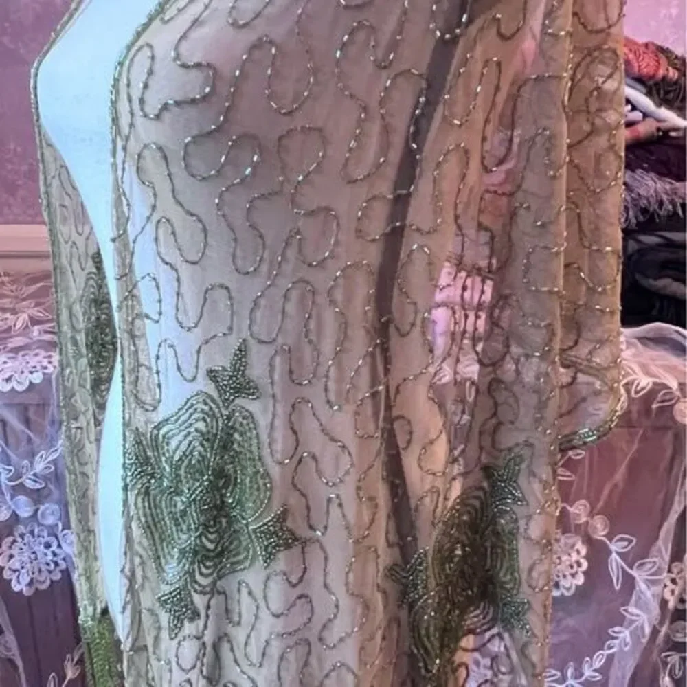 Exquisitely Beaded Chic 1930’s inspired Olive Beaded Scarf